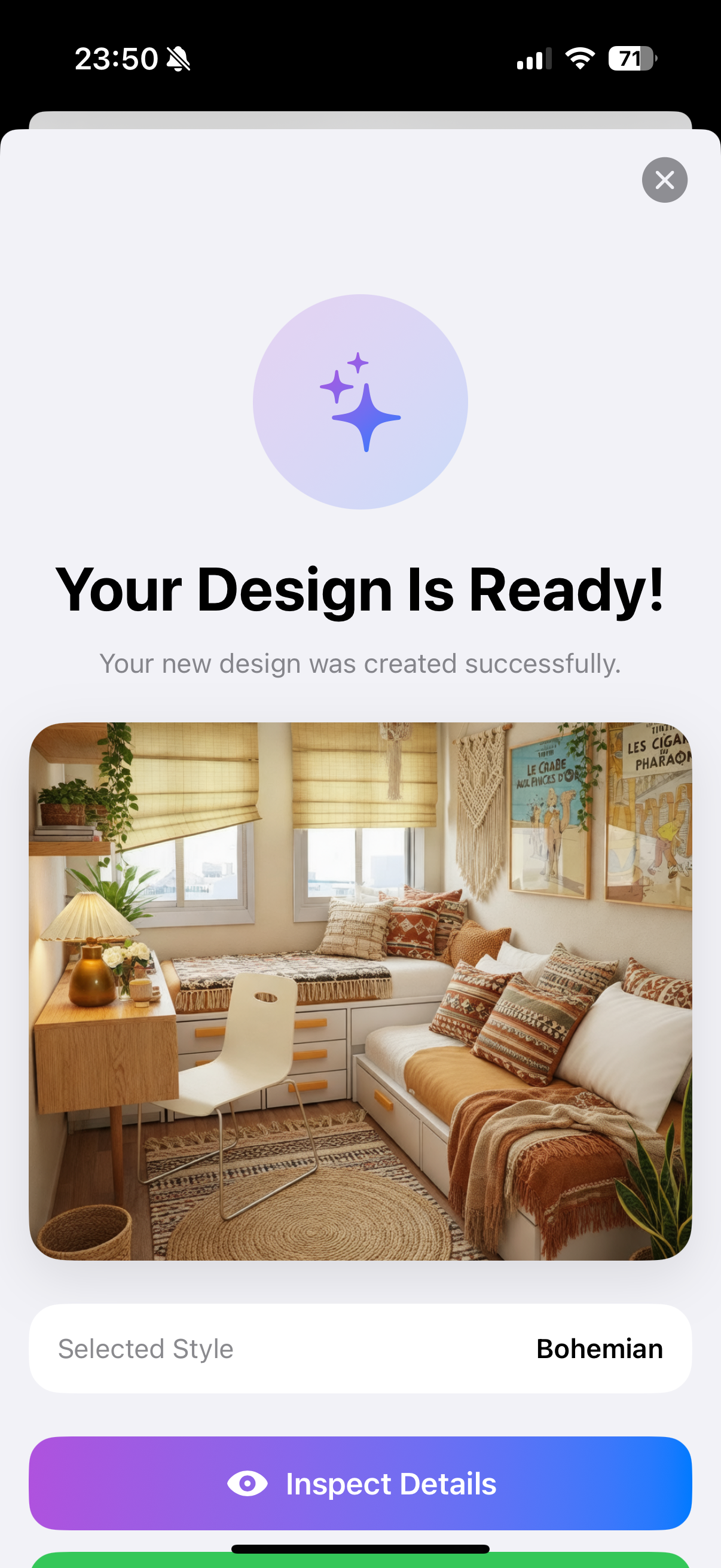 Roomovo design exploration screen