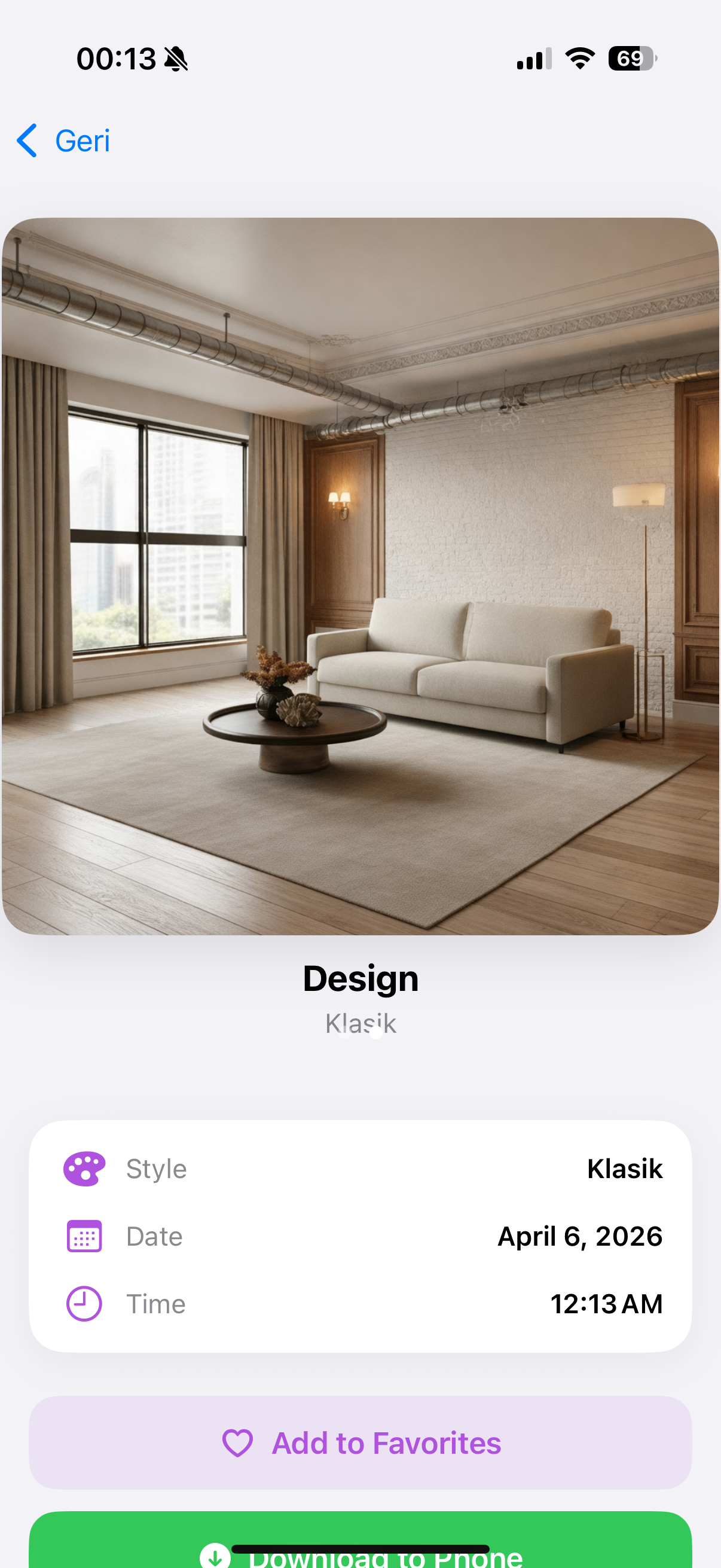 Roomovo alternate room design result